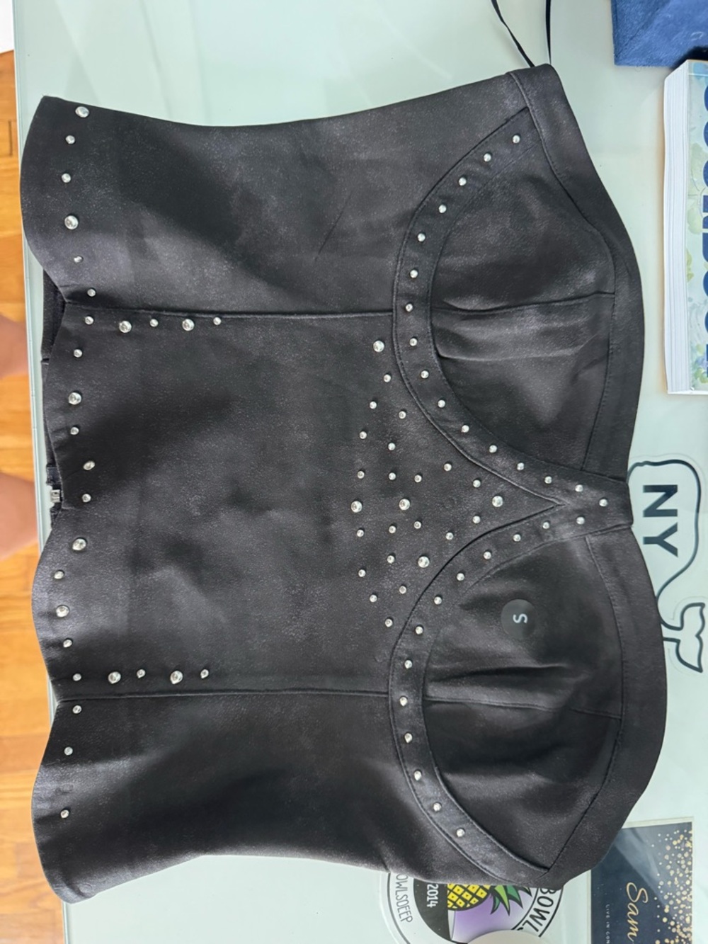 Black Studded Strapless Bustier Top